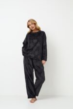 ΠΥΤΖΑΜΑ FLEECE ΜΑΥΡΗ ARUELLE